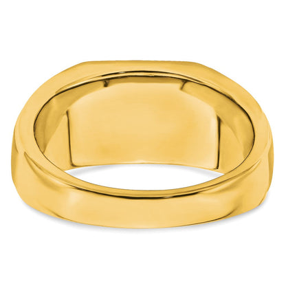 14K Gelbgold Herrenring mit synthetischem Saphir und echten Diamanten