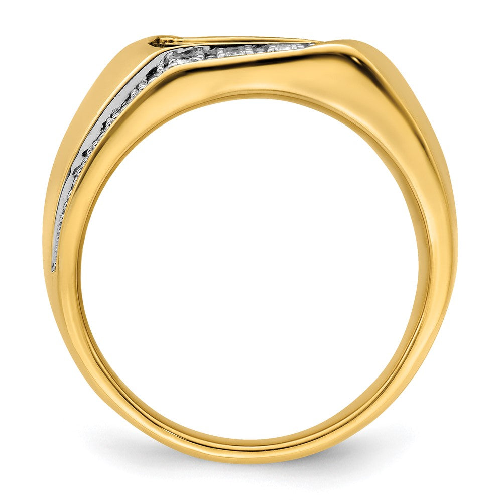 14K Gelbgold Ring mit Onyx und echten Diamanten für Herren
