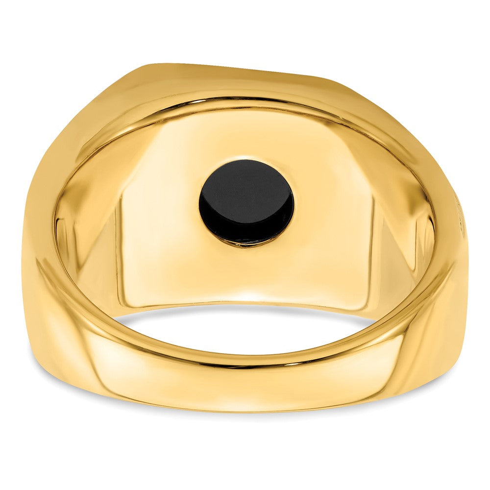 14K Gelbgold Ring mit Onyx und echten Diamanten für Herren