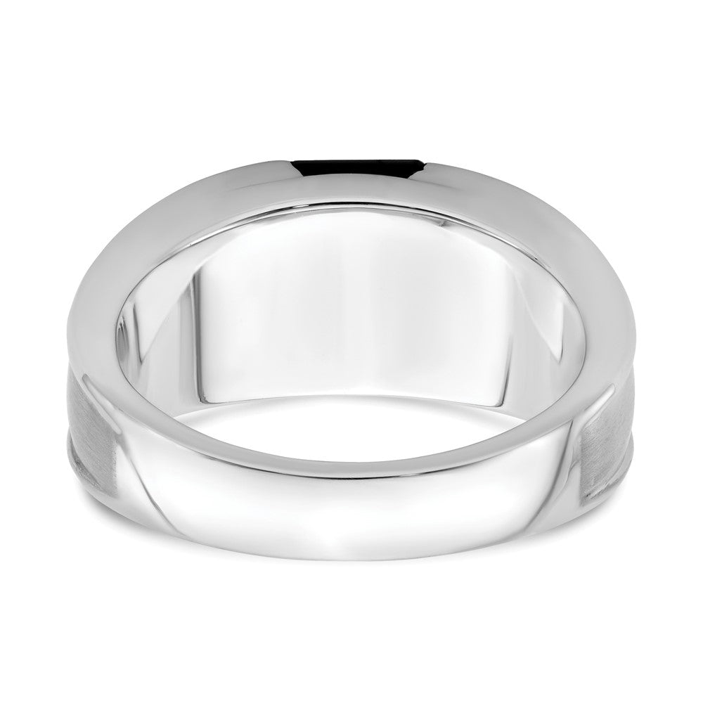 14K Weißgold Herrenring mit Onyx und echten Diamanten