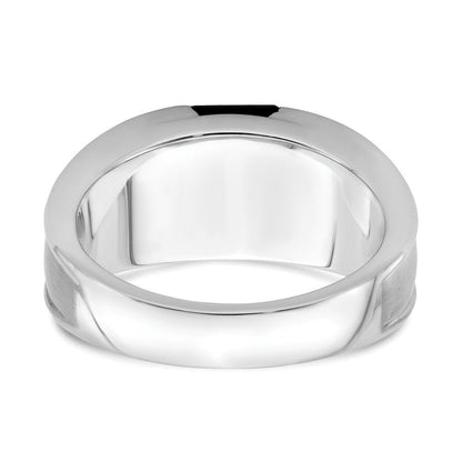 14K Weißgold Herrenring mit Onyx und echten Diamanten