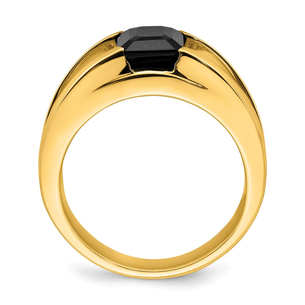 14K Gelbgold Ring mit Onyx und echten Diamanten für Herren
