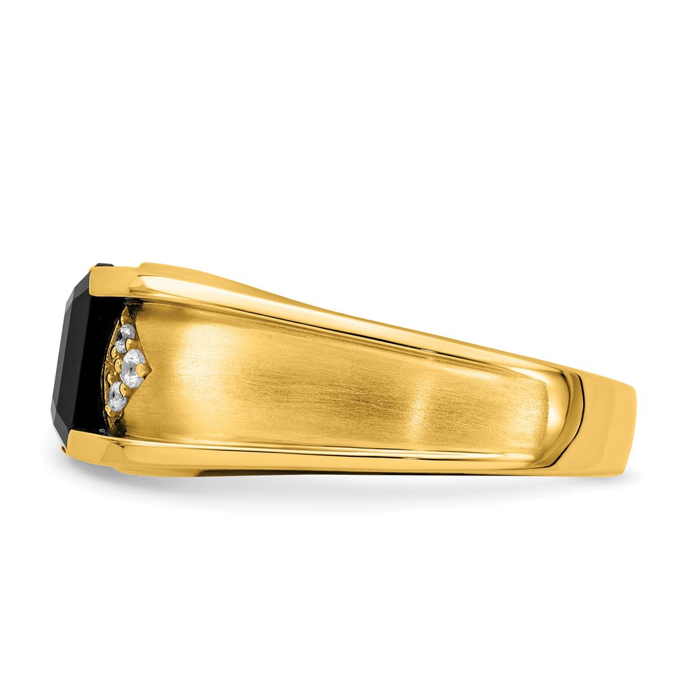 14K Gelbgold Ring mit Onyx und echten Diamanten für Herren