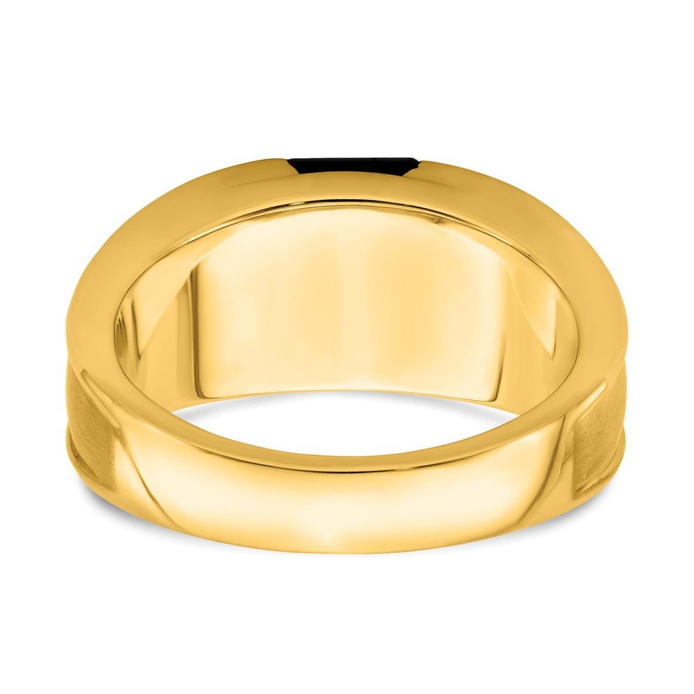 14K Gelbgold Ring mit Onyx und echten Diamanten für Herren