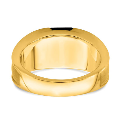 14K Gelbgold Ring mit Onyx und echten Diamanten für Herren