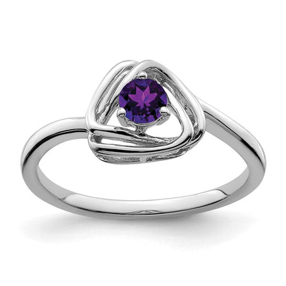 14K Weißgold Ring mit dreieckigem Amethyst