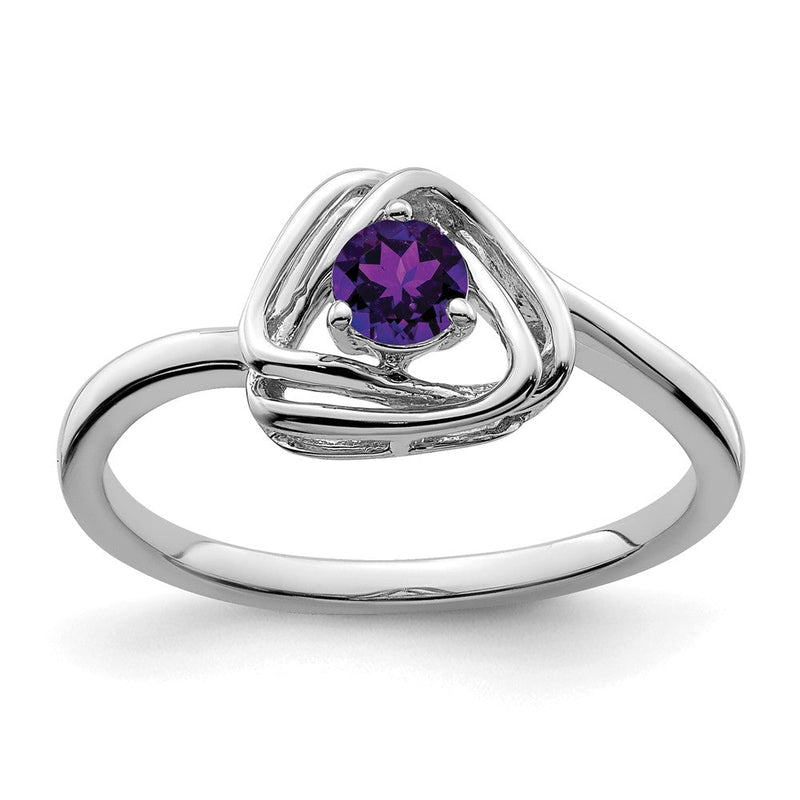 14K Weißgold Ring mit dreieckigem Amethyst