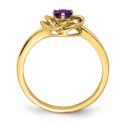 Massiv 14K Gelbgold Synthetisch Amethyst Dreieck Ring