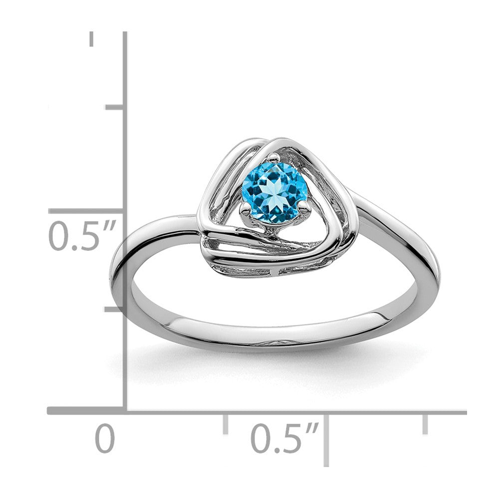 14K Weißgold Ring mit Blautopas im Trilliant-Schliff
