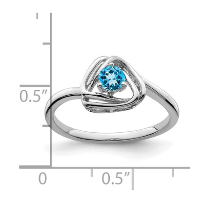 14K Weißgold Ring mit Blautopas im Trilliant-Schliff