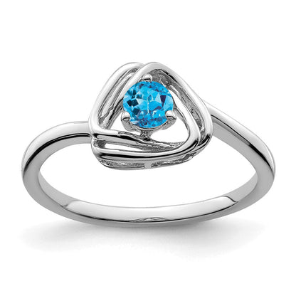 14K Weißgold Ring mit Blautopas im Trilliant-Schliff
