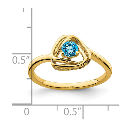 14K Gelbgold Ring mit dreieckigem Blautopas
