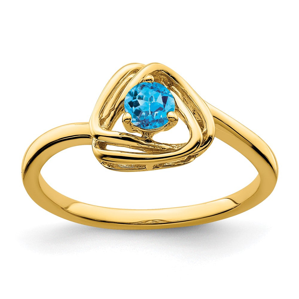 14K Gelbgold Ring mit dreieckigem Blautopas