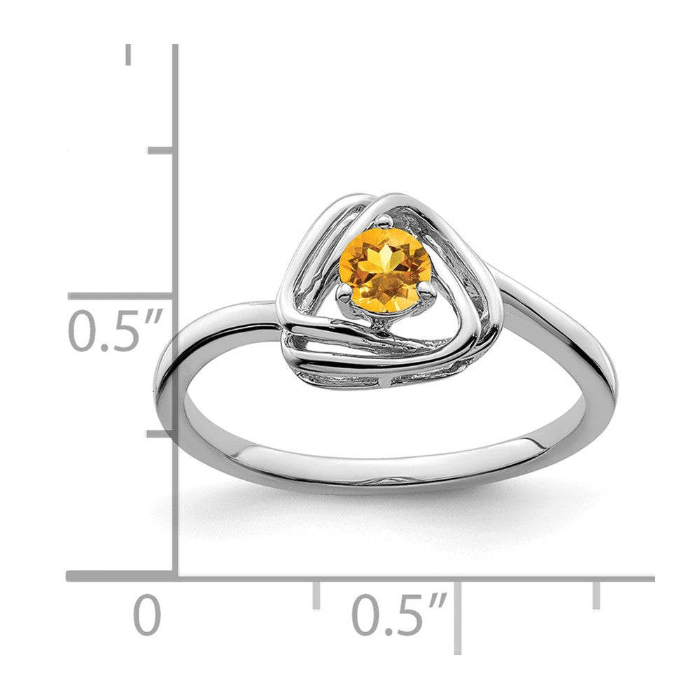 Massiv 14K Weißgold Synthetisch Citrin Dreieck Ring