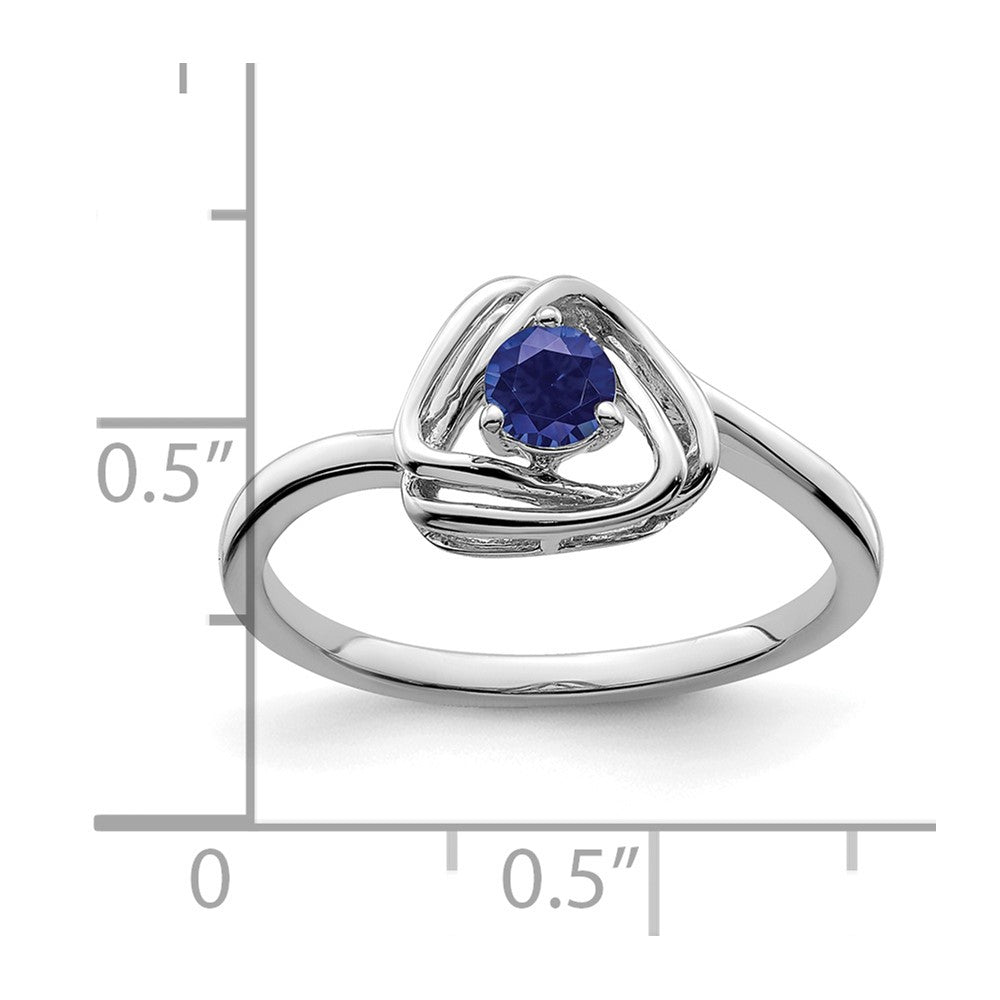 14K Weißgold Ring mit dreieckigem synthetischem Saphir