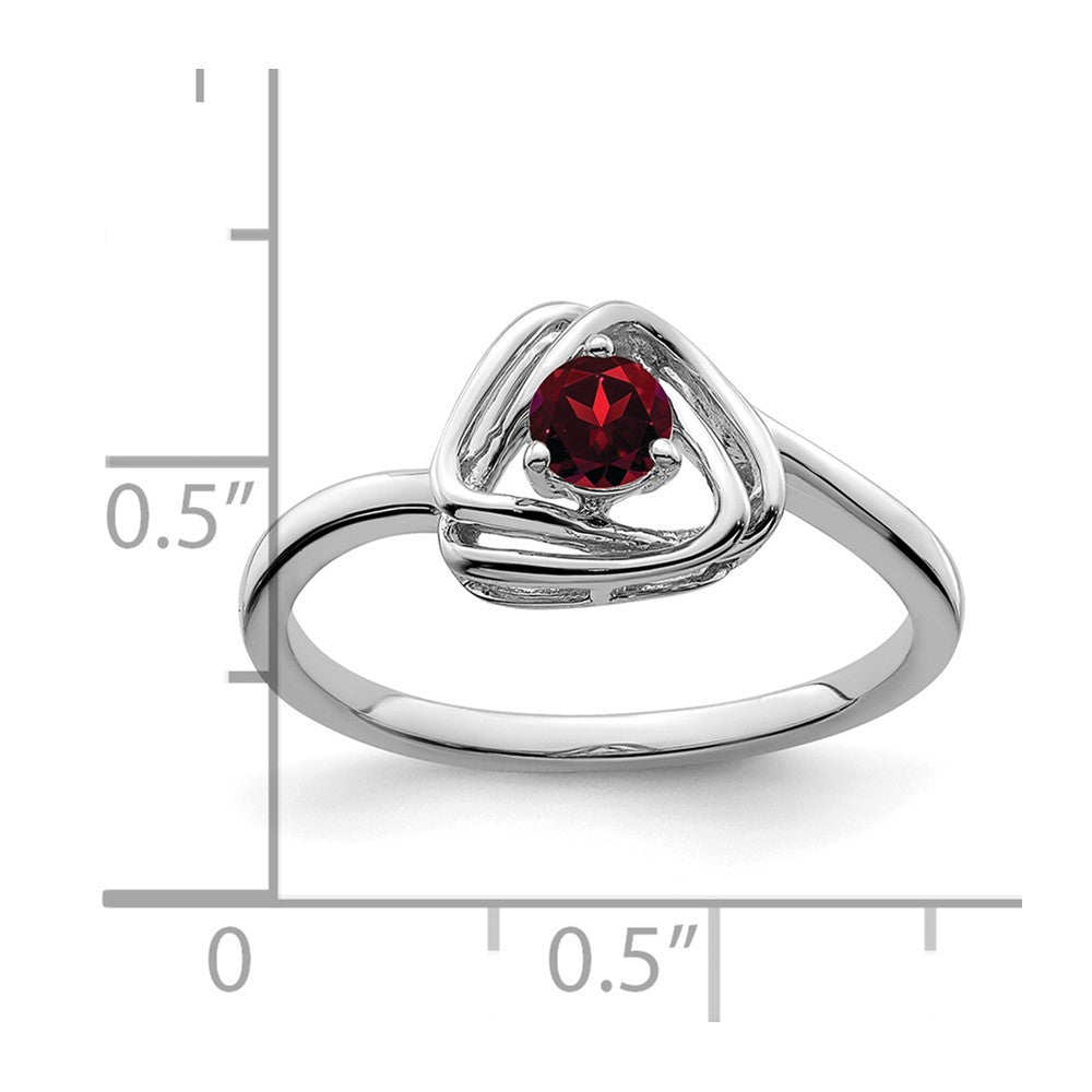 14K Weißgold Ring mit dreieckigem Granat