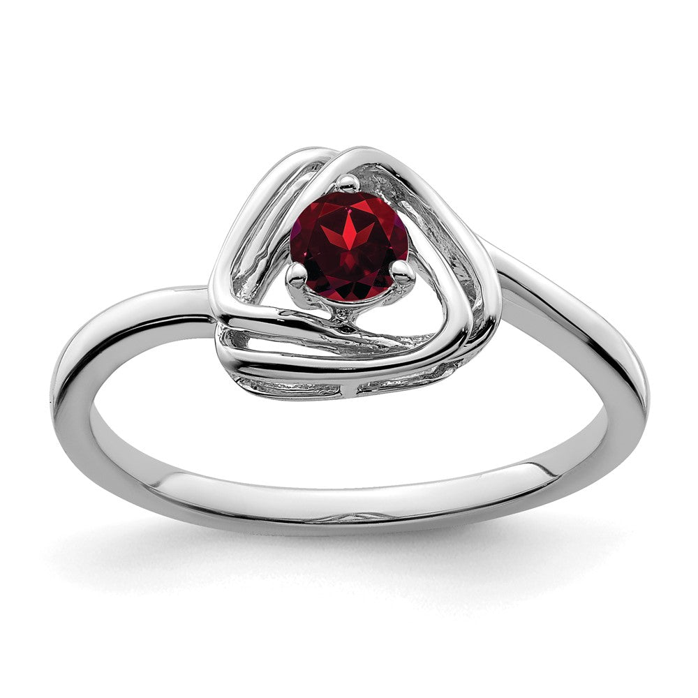 14K Weißgold Ring mit dreieckigem Granat