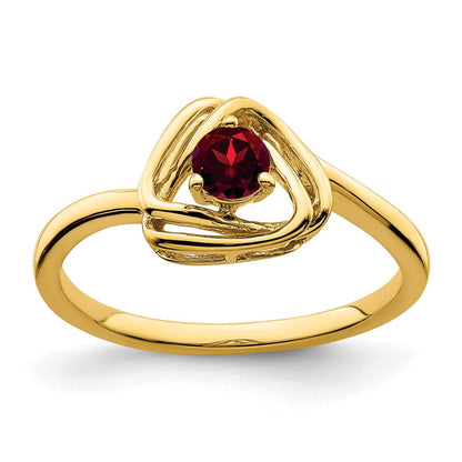 14K Gelbgold Ring mit Granat im Trilliant-Schliff