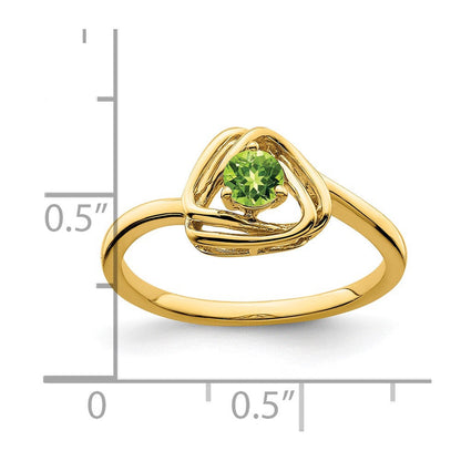 Ring mit Peridot im Trilliantschliff aus 14K Gelbgold
