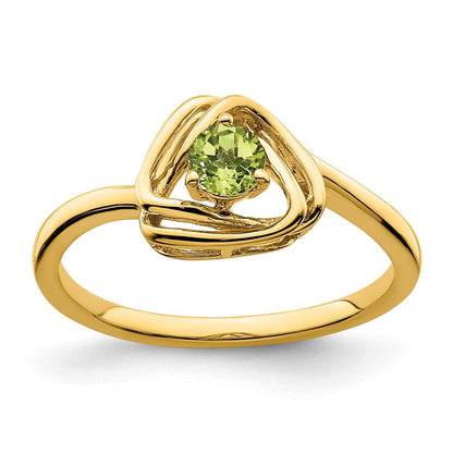 Ring mit Peridot im Trilliantschliff aus 14K Gelbgold