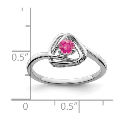 Ring aus massivem 14K Weißgold mit dreieckigem simuliertem Rosa Turmalin