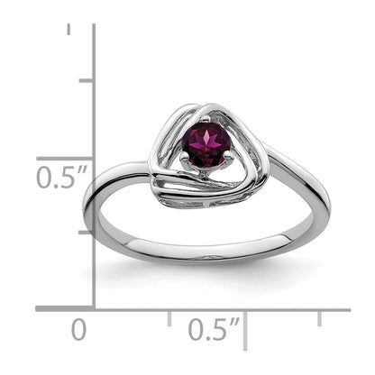 Ring aus massivem 14K Weißgold mit dreieckigem simuliertem Rhodolith-Granat