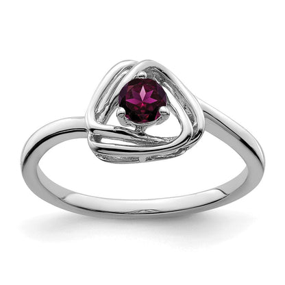 Ring aus massivem 14K Weißgold mit dreieckigem simuliertem Rhodolith-Granat