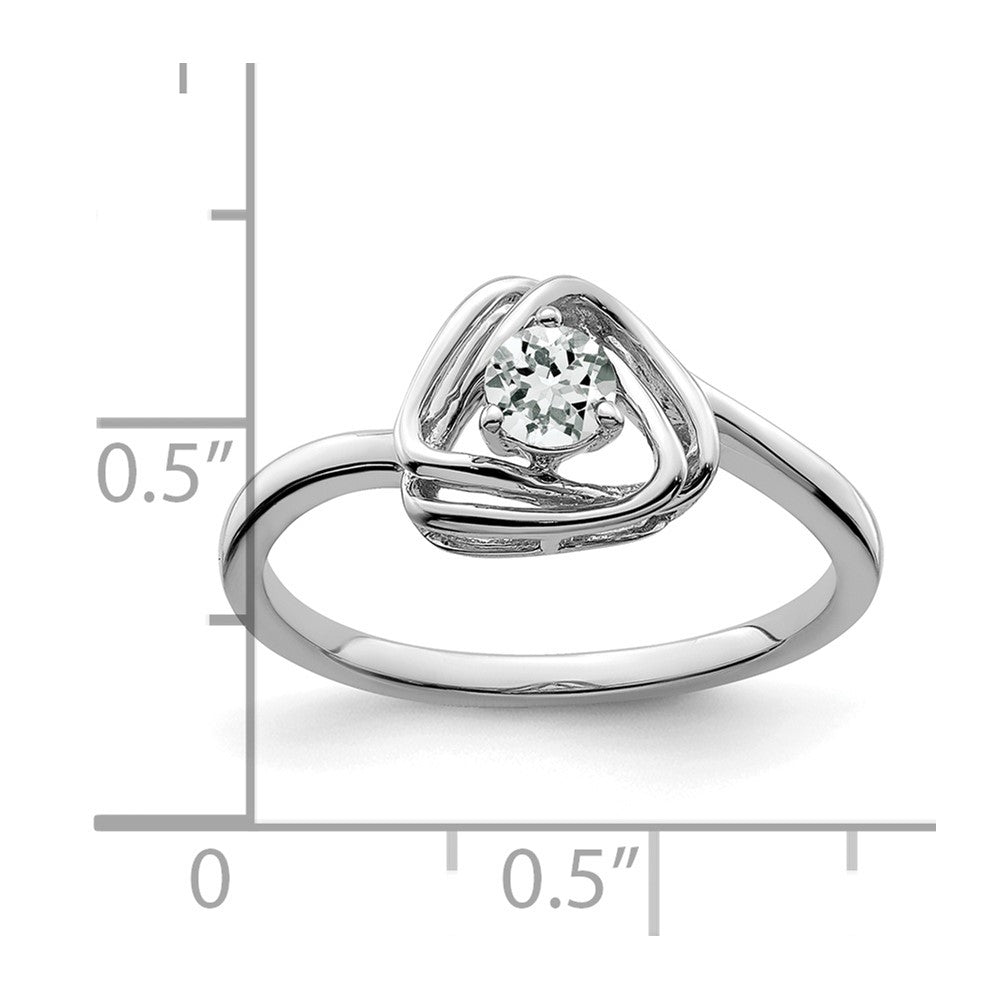 Ring aus massivem 14K Weißgold mit dreieckigem Topas