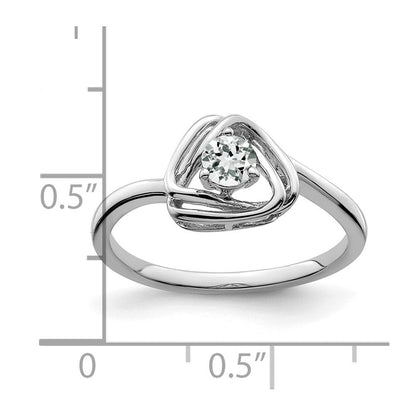 Ring aus massivem 14K Weißgold mit dreieckigem Topas