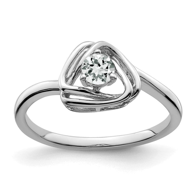 Ring aus massivem 14K Weißgold mit dreieckigem Topas