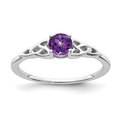 14K Weißgold Amethyst Keltisch Knoten Ring