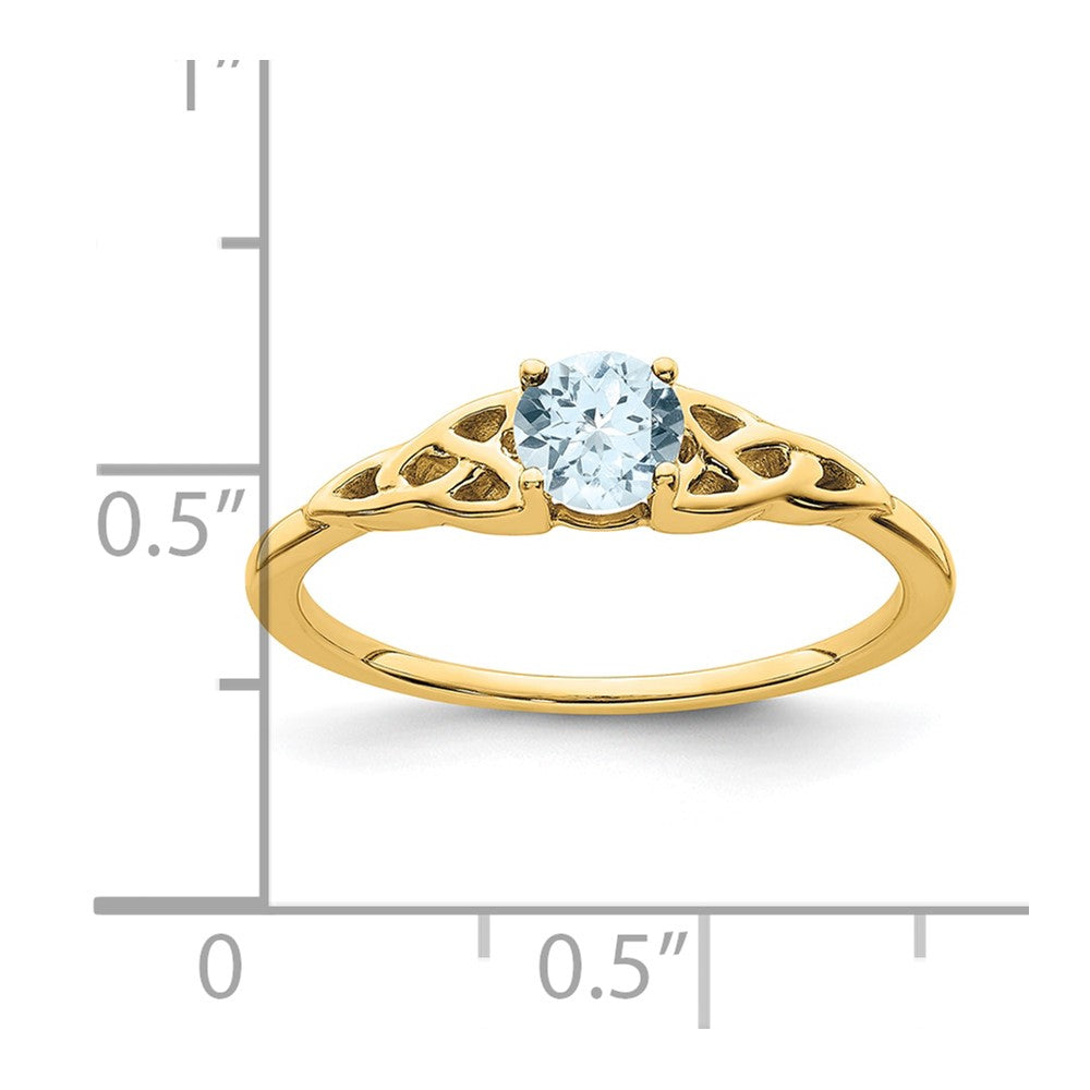 10K Gelbgold Aquamarin Keltisch Knoten Ring