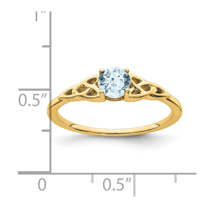 10K Gelbgold Aquamarin Keltisch Knoten Ring