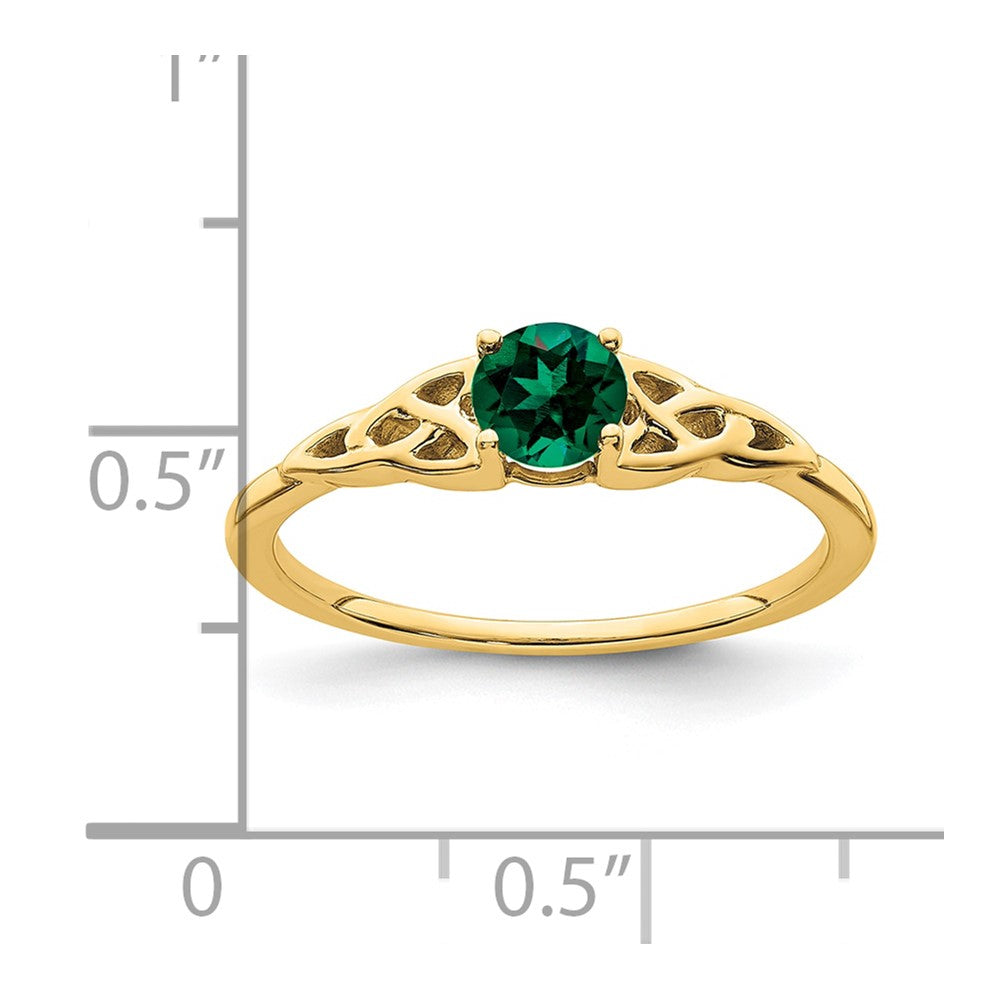 10K Gelbgold Erzeugt Smaragd Keltisch Knoten Ring