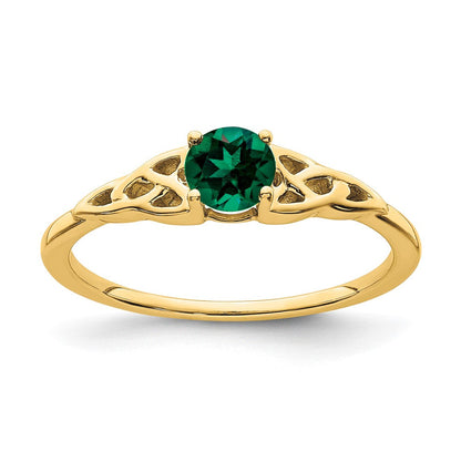 10K Gelbgold Erzeugt Smaragd Keltisch Knoten Ring