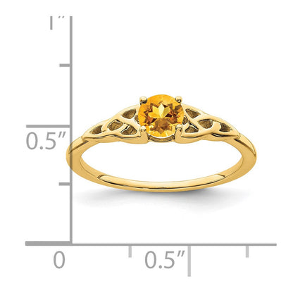 10K Gelbgold Citrin Keltisch Knoten Ring