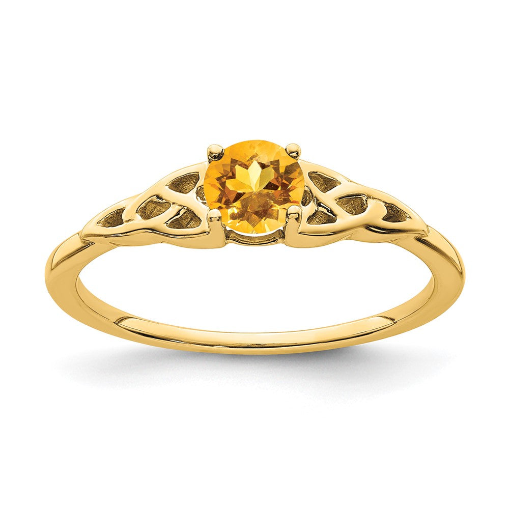 10K Gelbgold Citrin Keltisch Knoten Ring