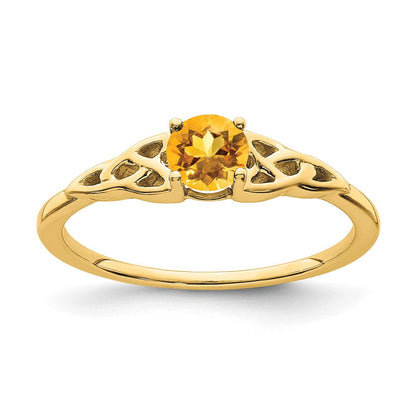 10K Gelbgold Citrin Keltisch Knoten Ring