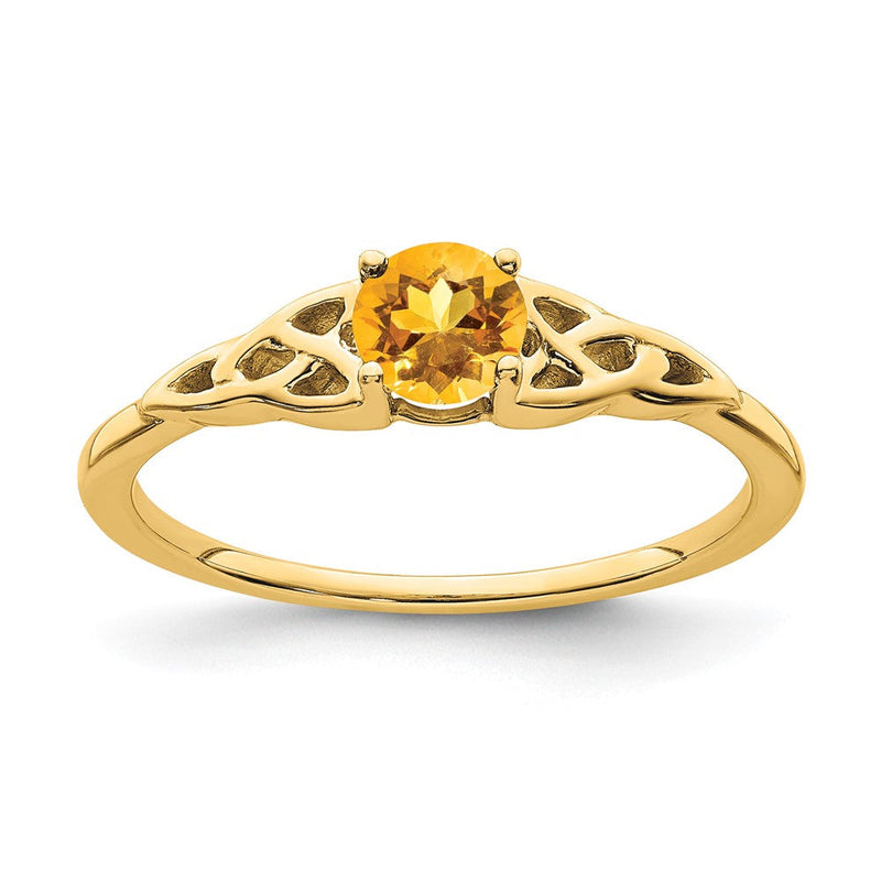 10K Gelbgold Citrin Keltisch Knoten Ring