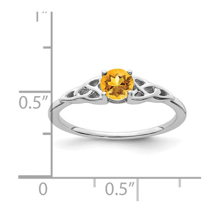 14K Weißgold Citrin Keltisch Knoten Ring