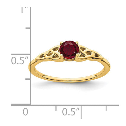 10K Gelbgold Erzeugt Rubin Keltisch Knoten Ring