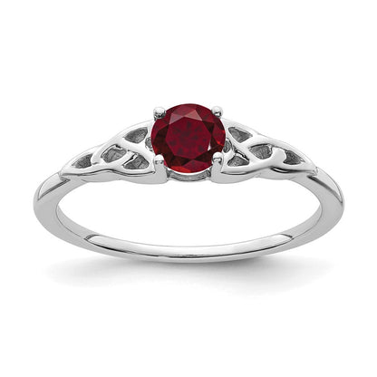 14K Weißgold Erzeugt Rubin Keltisch Knoten Ring