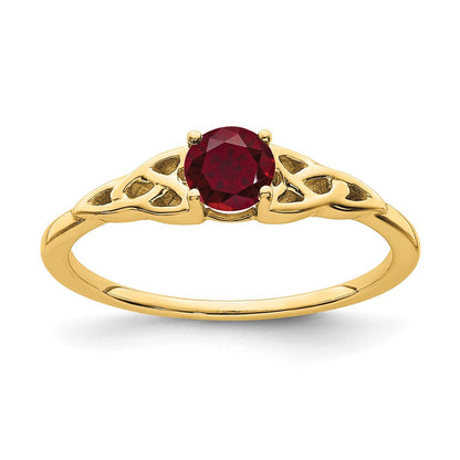 14K Gelbgold Erzeugt Rubin Keltisch Knoten Ring