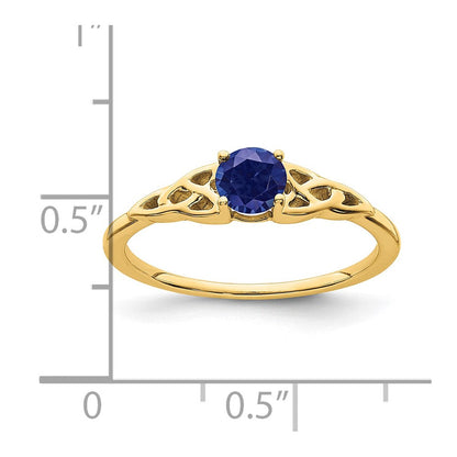 10K Gelbgold Erzeugt Saphir Keltisch Knoten Ring