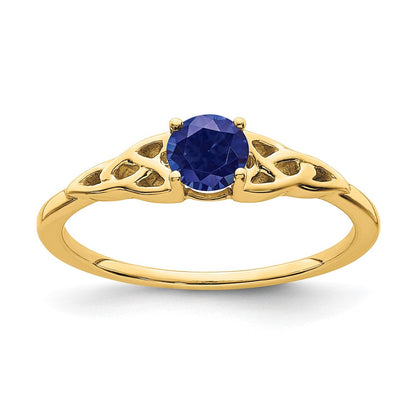 10K Gelbgold Erzeugt Saphir Keltisch Knoten Ring