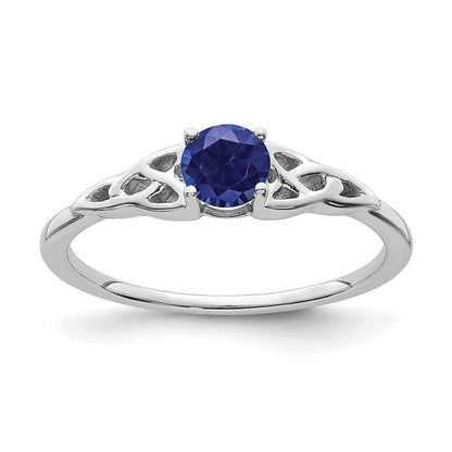 14K Weißgold Erzeugt Saphir Keltisch Knoten Ring
