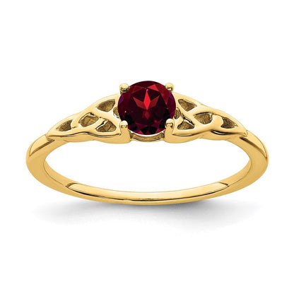 10K Gelbgold Granat Keltisch Knoten Ring
