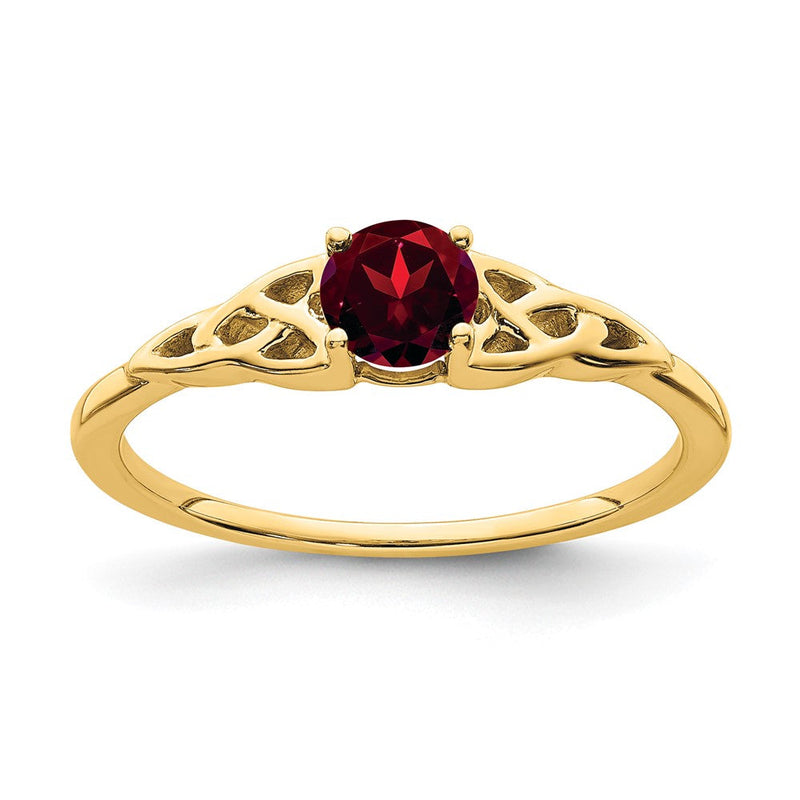 14K Gelbgold Granat Keltisch Knoten Ring
