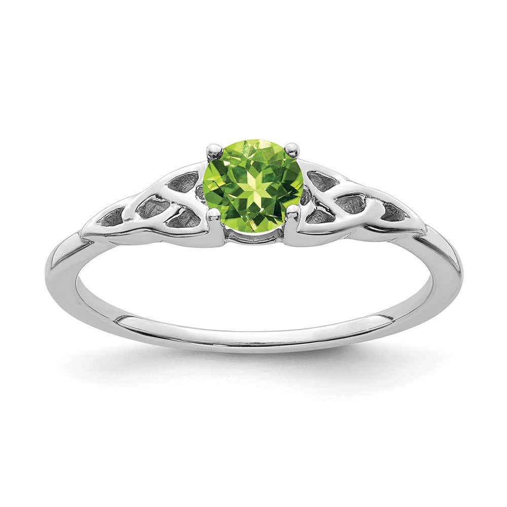 14K Weißgold Peridot Keltisch Knoten Ring