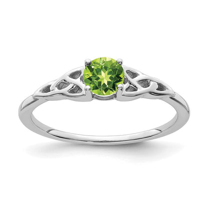 14K Weißgold Peridot Keltisch Knoten Ring